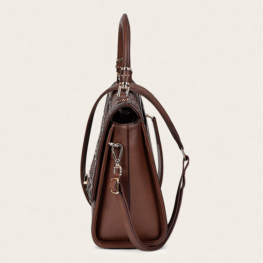 Cuadra Honey brown top handle handbag