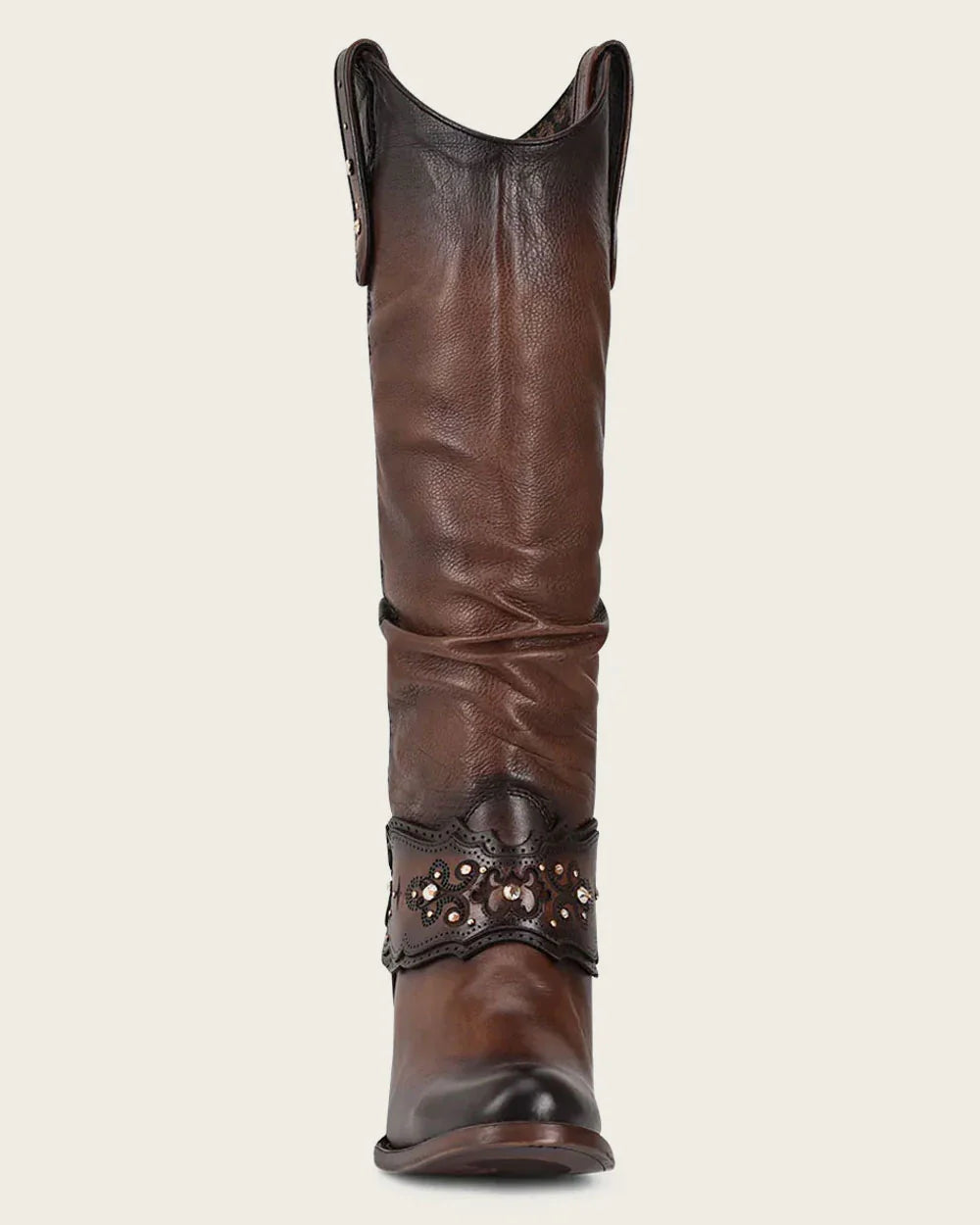 Cuadra Brown Crystal-Embellished Knee-High Boot