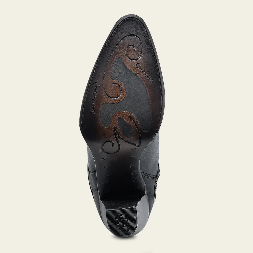 Cuadra Women's Tall Gray Leather Boot with Laser-Cut Shaft & Raised Embroidery