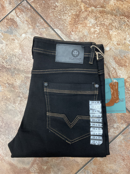 Platini light stitch bootcut black jeans