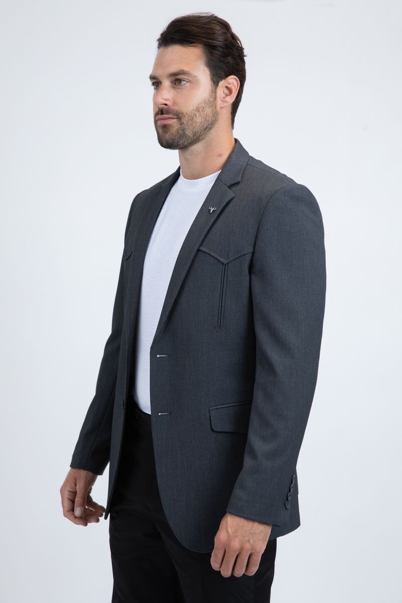 Mens Western Charcoal Blazer