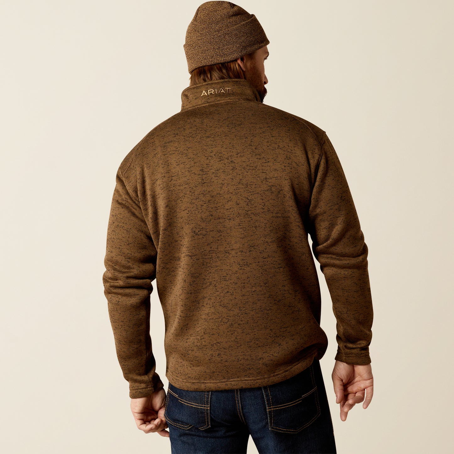 Ariat Caldwell Logo 1/4 Zip Sweater Brown