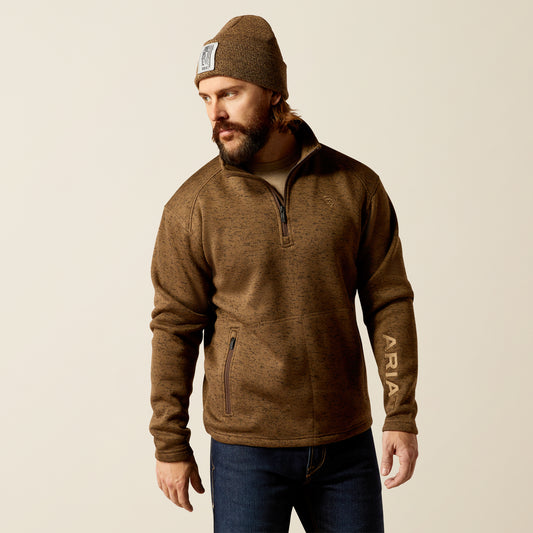 Ariat Caldwell Logo 1/4 Zip Sweater Brown
