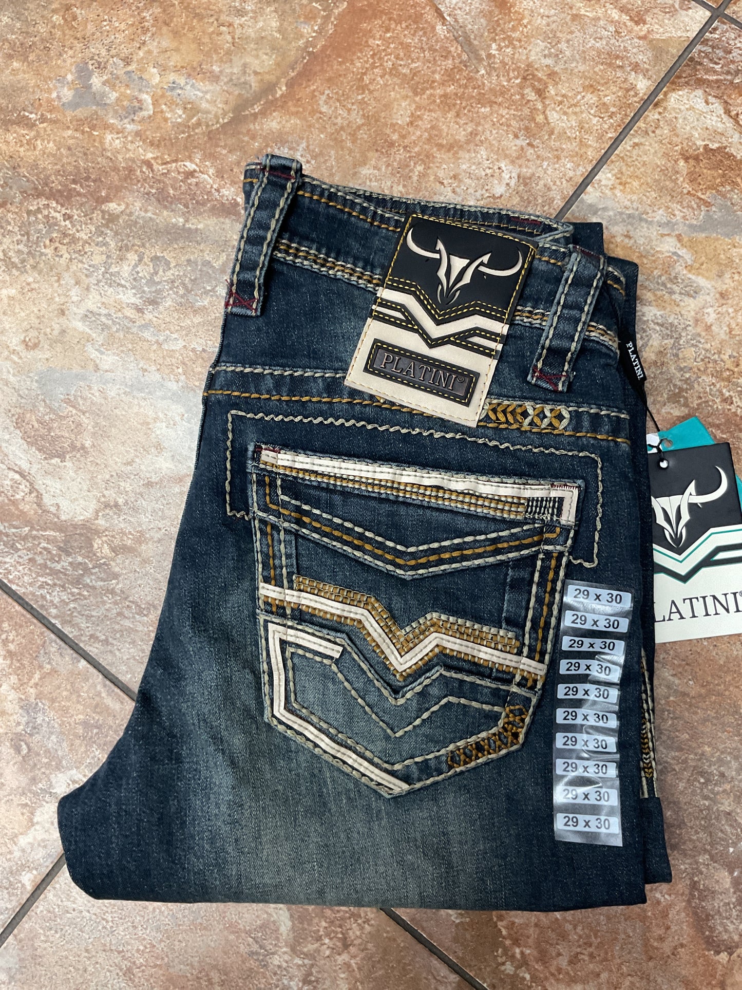 Platini heavy stitch straight jeans