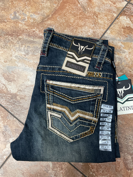 Platini heavy stitch straight jeans