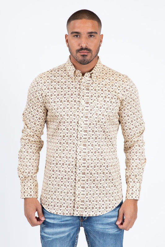 Platini Mens Satin Cotton/Spandex Modern Fit Long Sleeve Shirt