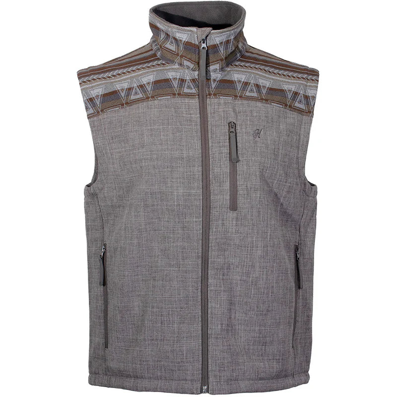 Hooey Softshell Vest" Grey w/Brown & Tan Aztec