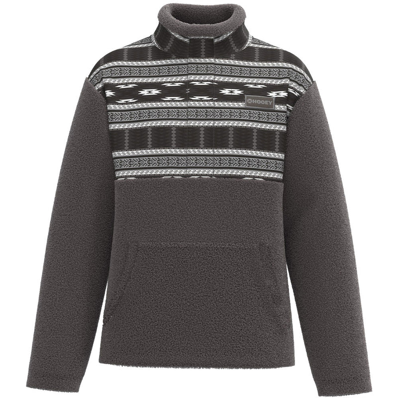 Hooey Sherpa Fleece Pullover" Grey/White Aztec
