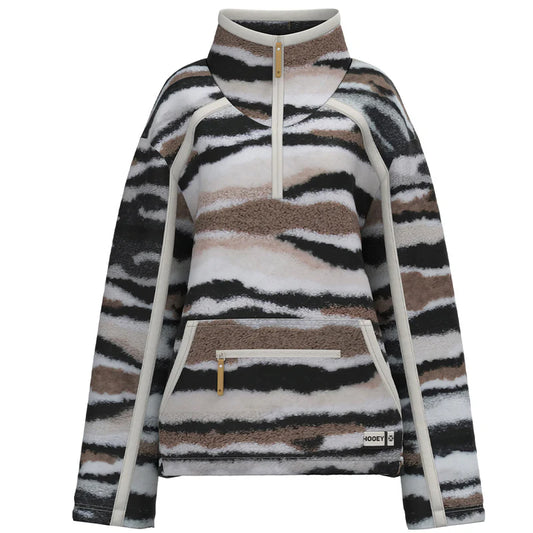 Hooey Ladies Sherpa Pullover" White/Black & Brown Pattern