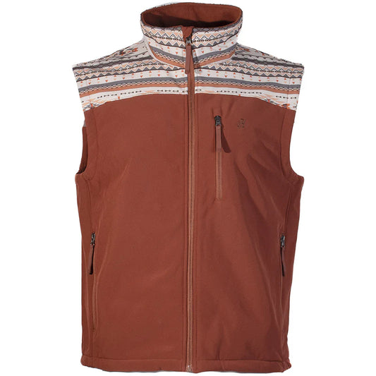 Hooey Softshell Vest Rust/Cream Aztec
