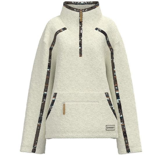 Hooey Ladies Sherpa Pullover White w/Pattern Accents