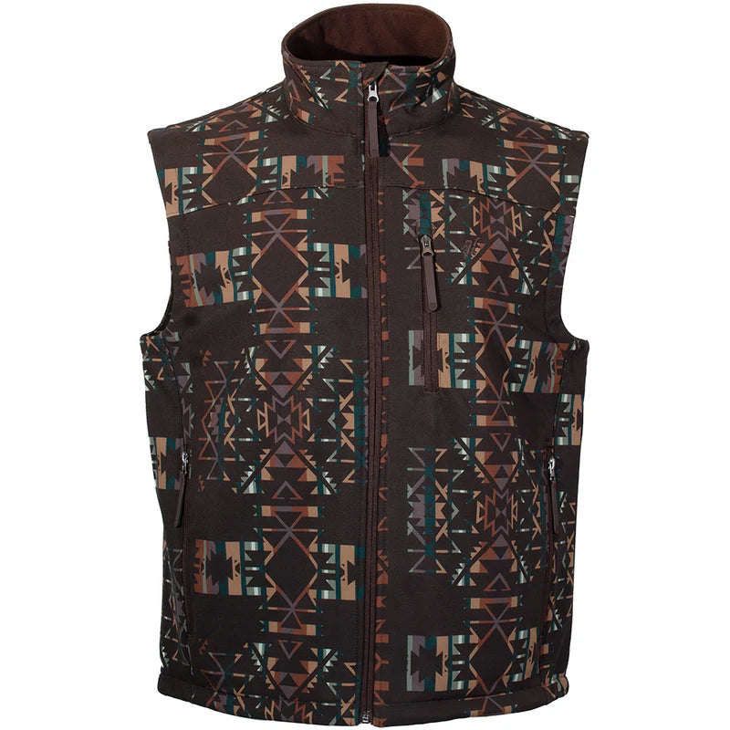 Hooey Softshell Vest" Brown/Aztec