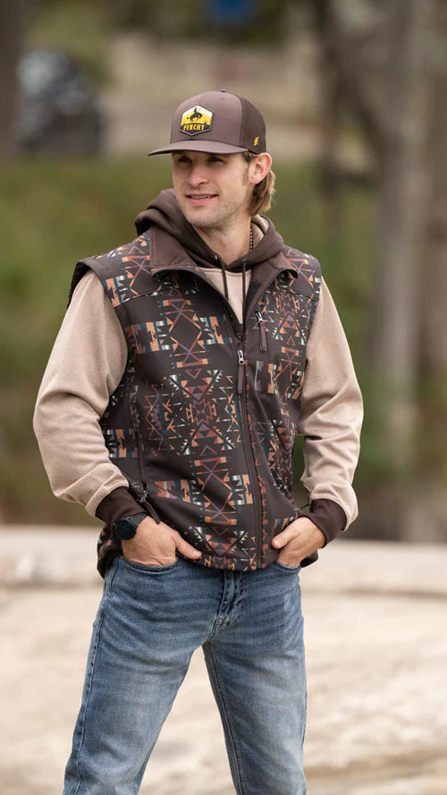 Hooey Softshell Vest" Brown/Aztec