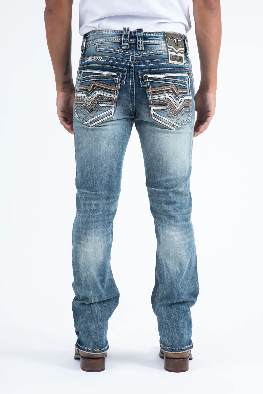 Platini heavy stitch light wash bootcut jeans