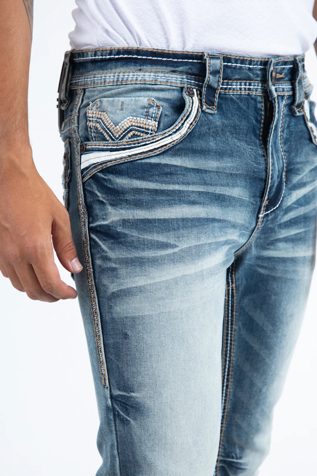 Platini heavy stitch light wash bootcut jeans