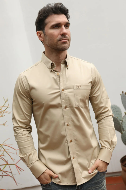 Platini Beige solid shirt