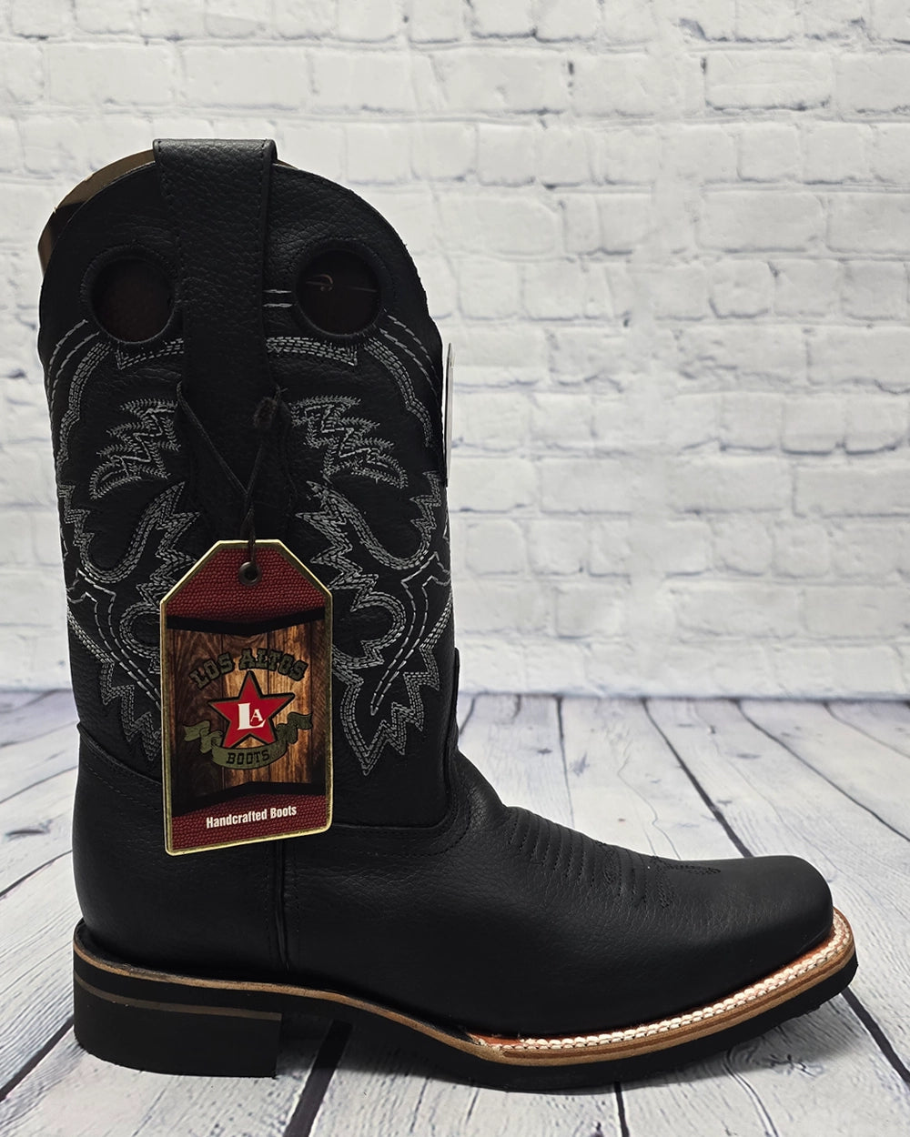 Los Altos Boots Rodeo Toe Black Boots