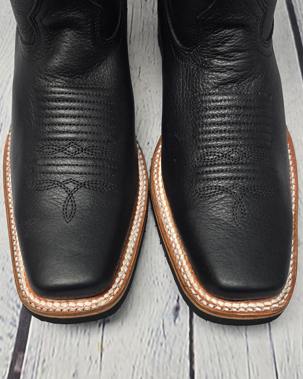 Los Altos Boots Rodeo Toe Black Boots