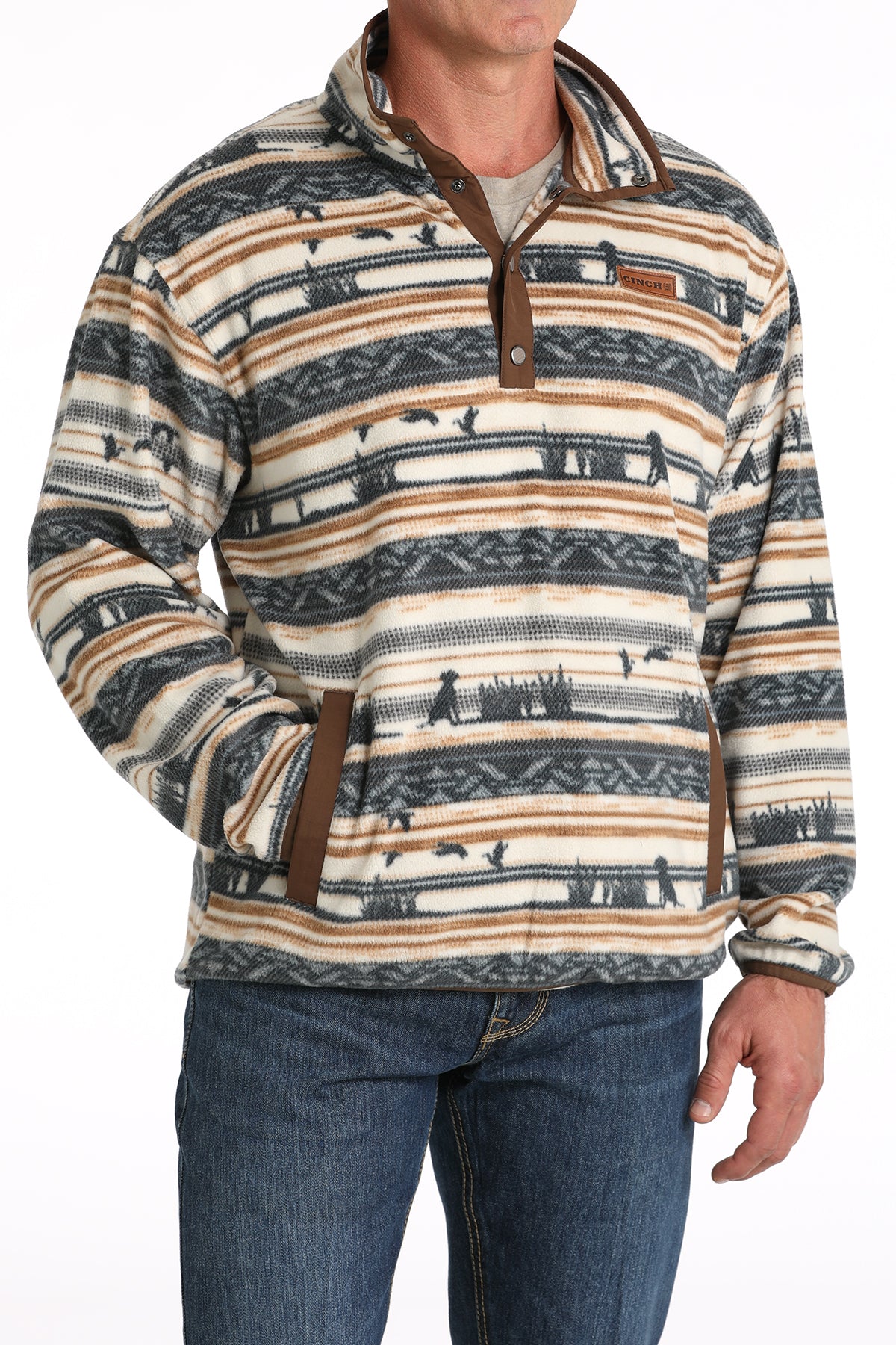 Cinch Cream Pattern 1/4 Sweater