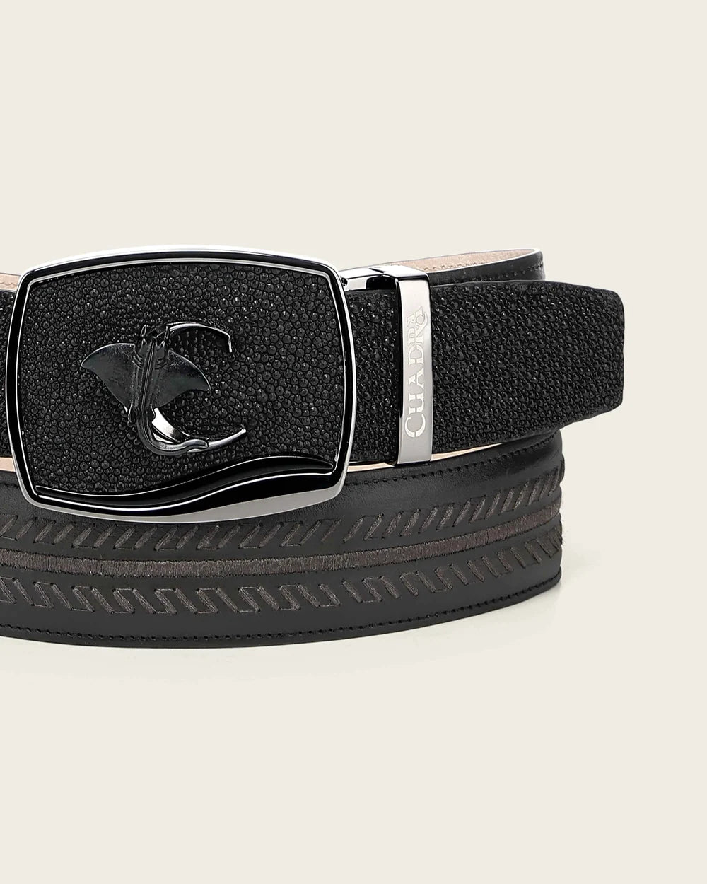 Cuadra Men’s Black Genuine Stingray Leather Western Belt