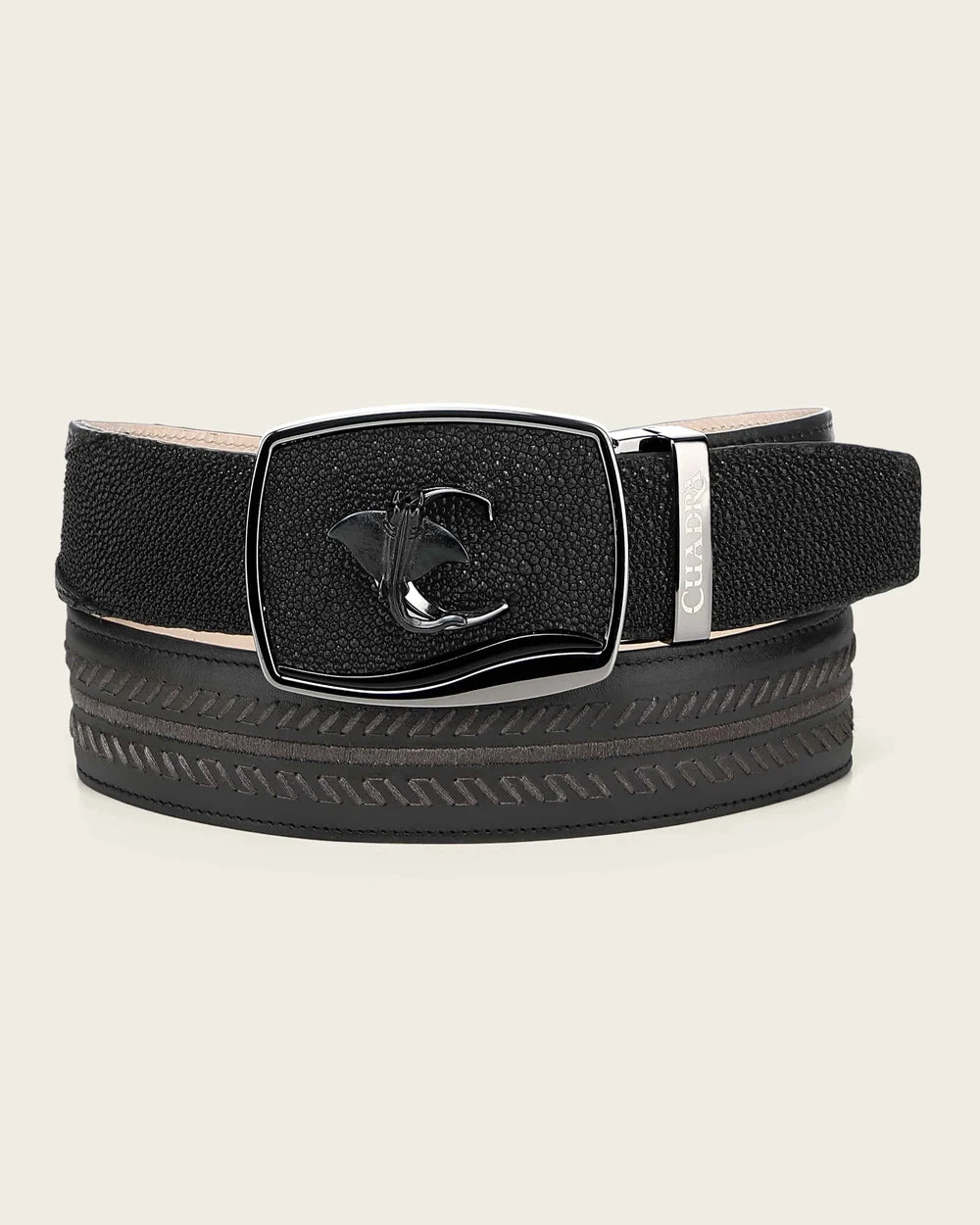 Cuadra Men’s Black Genuine Stingray Leather Western Belt