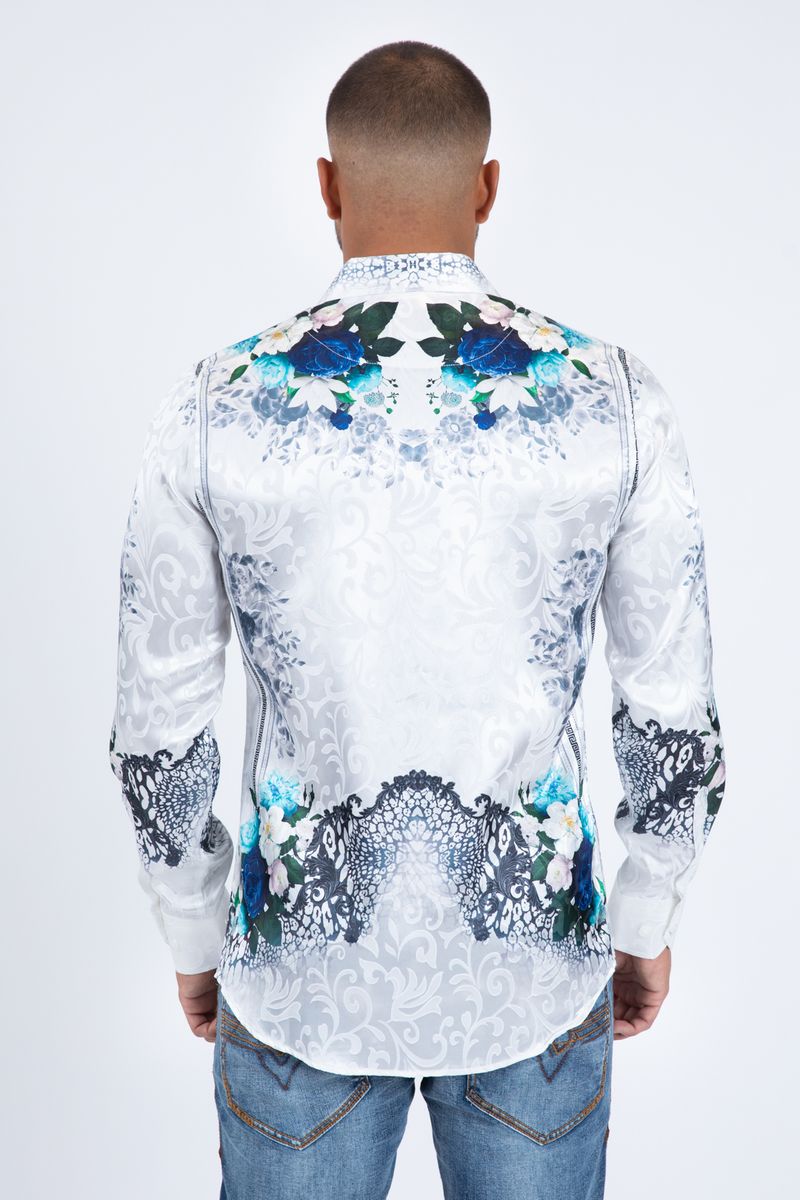 Platini Men's Jacquard Print Long Sleeve Shirt