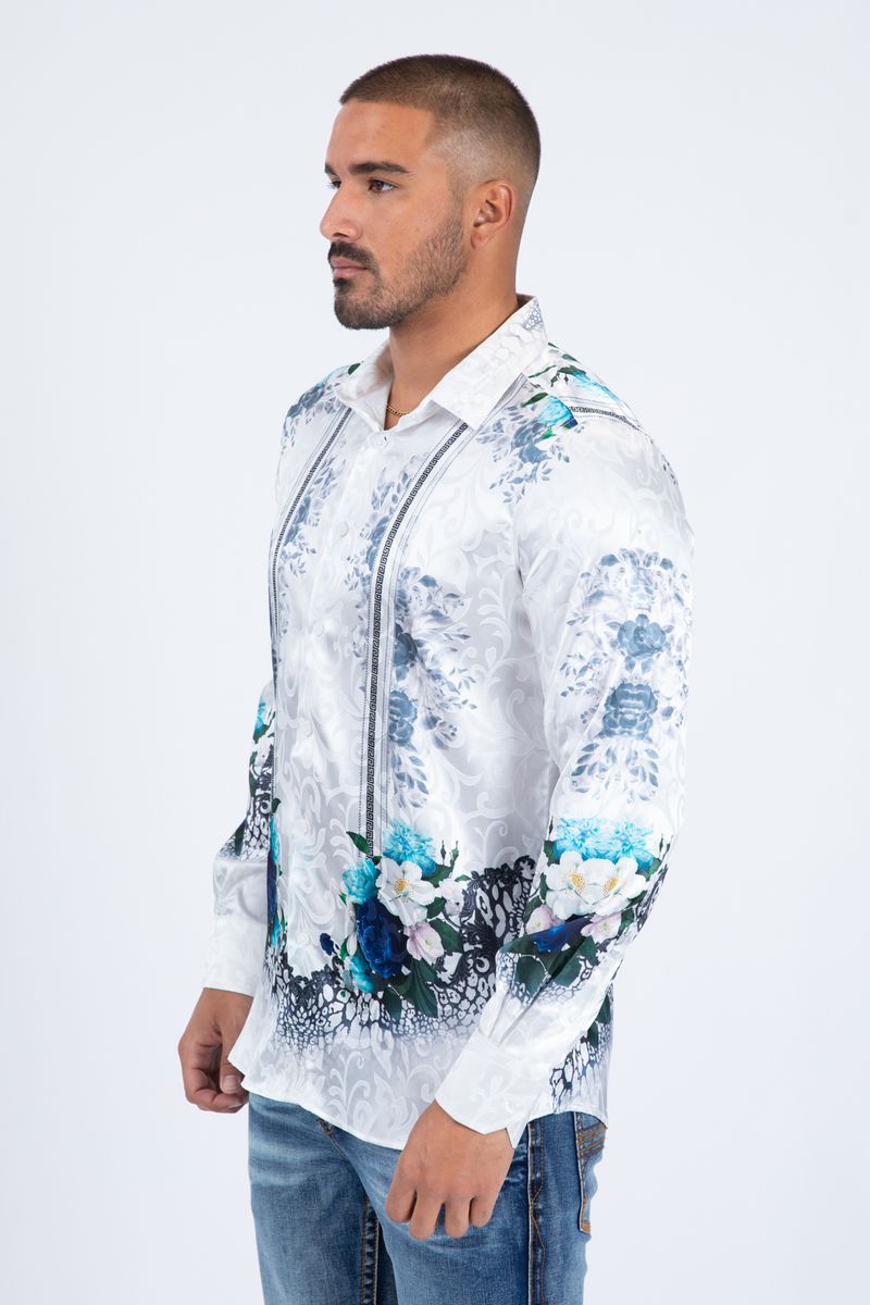 Platini Men's Jacquard Print Long Sleeve Shirt