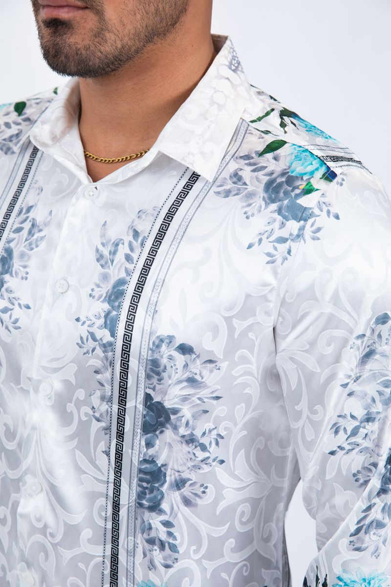 Platini Men's Jacquard Print Long Sleeve Shirt