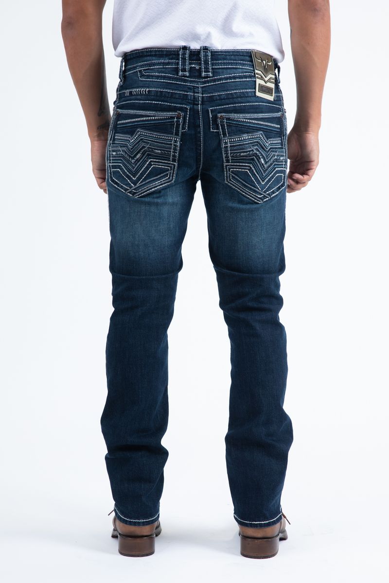 Platini Jeans Men's Slim Boot Cut Triple Stitch Blue