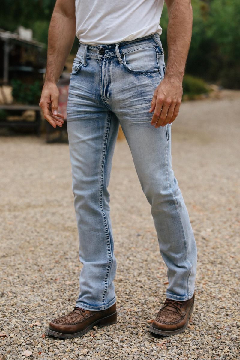 Platini Jeans Men's Boot Cut Light Wash