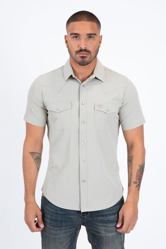 Platini "PERFORMANCE" Western Short Sleeve Shirt Beige