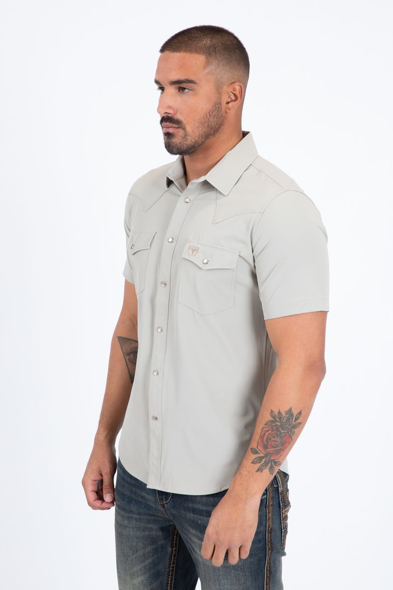 Platini "PERFORMANCE" Western Short Sleeve Shirt Beige