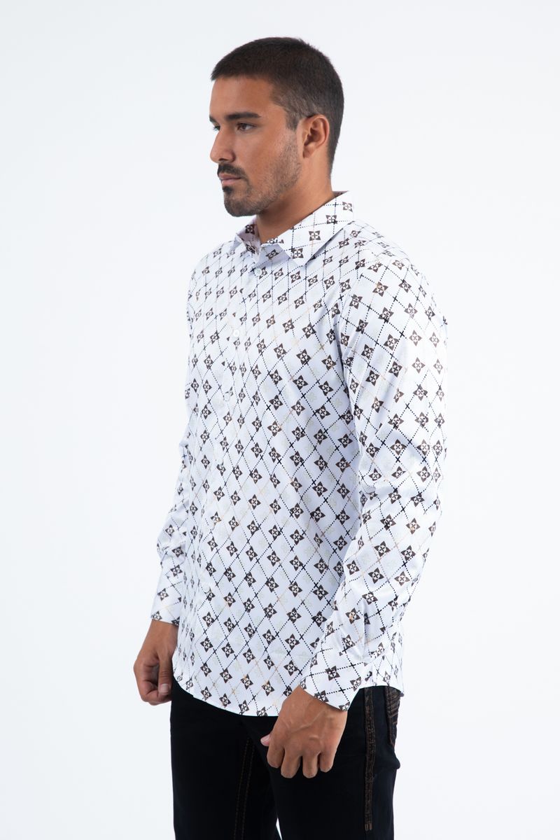 Platini Men's Modern Fit Stretch Foil Fashion Shirt