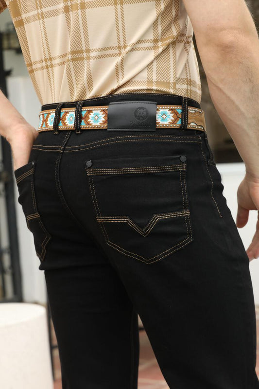Platini light stitch bootcut black jeans
