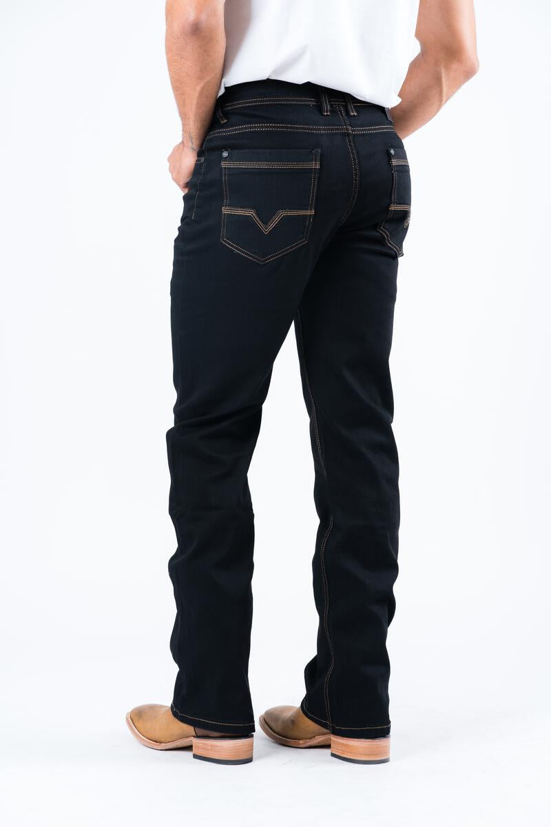 Platini light stitch bootcut black jeans