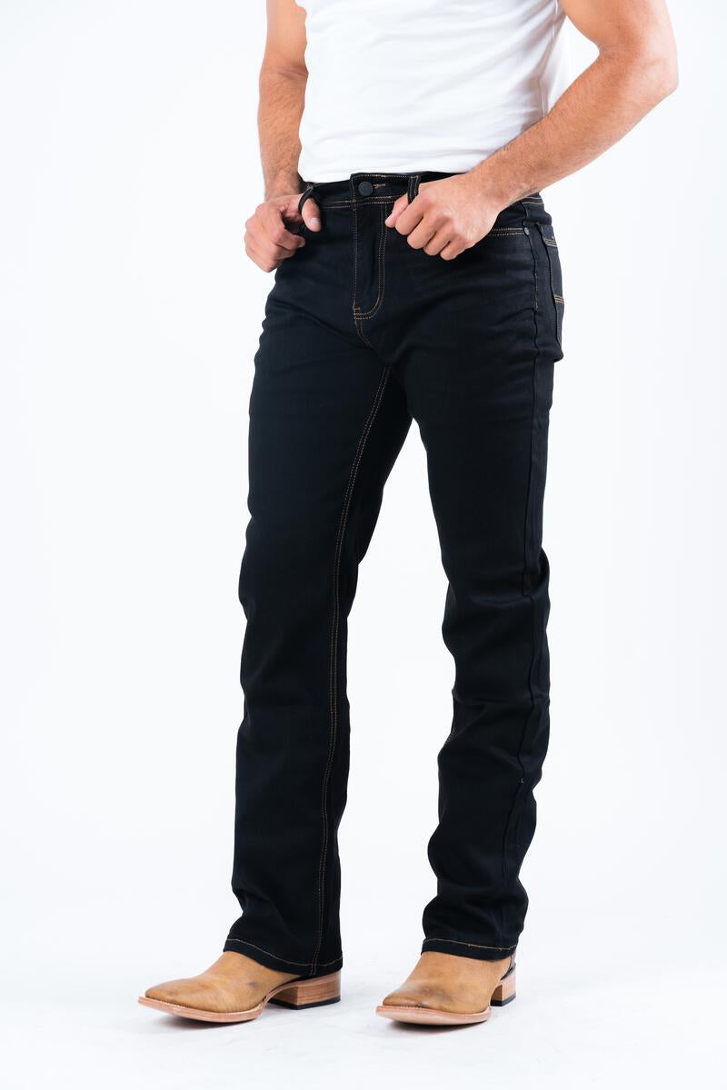 Platini light stitch bootcut black jeans