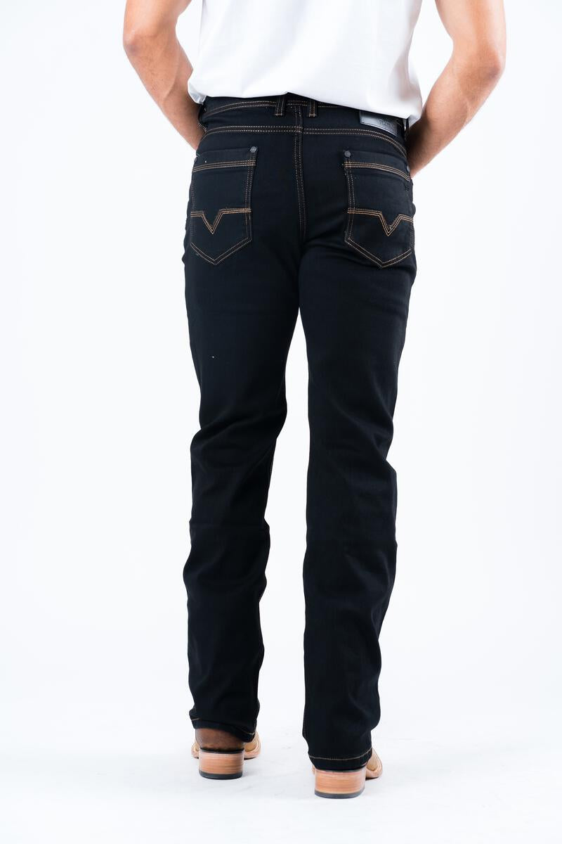 Platini light stitch bootcut black jeans