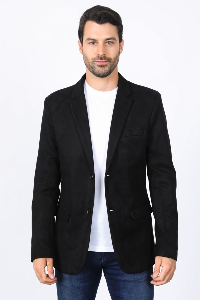 Platini Mens Solid Suede Blazer