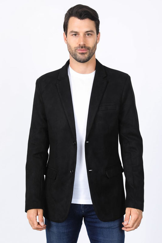 Platini Mens Solid Suede Blazer