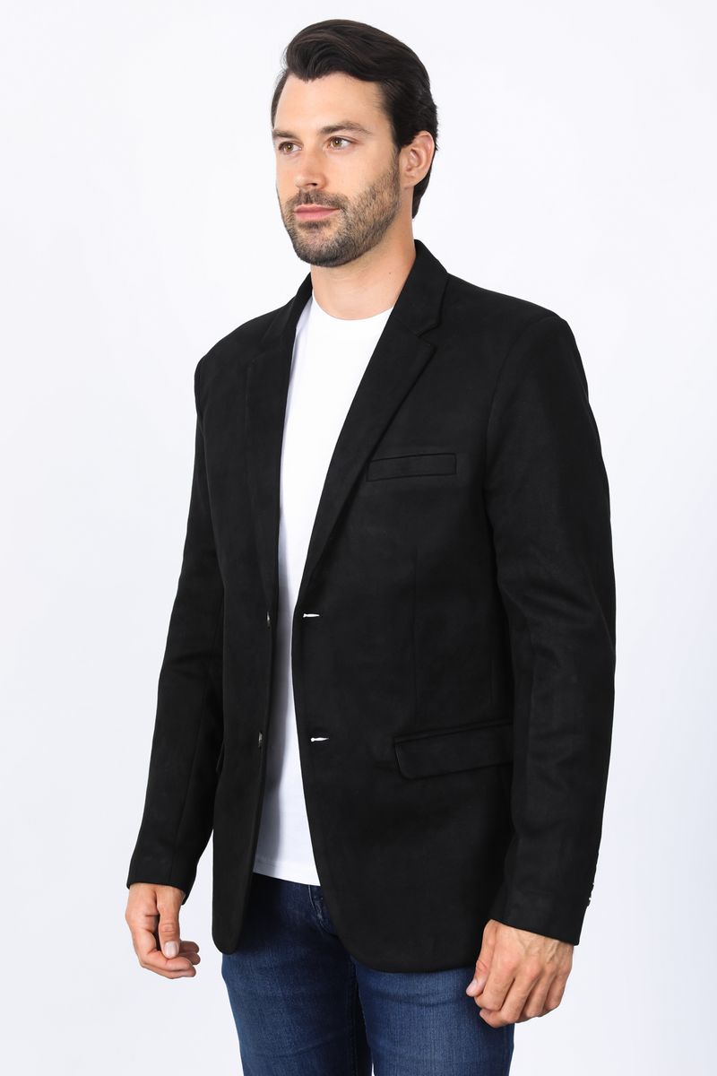 Platini Mens Solid Suede Blazer