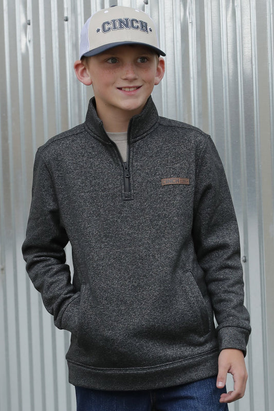 CINCH Boy's Match Dad 1/2 Zip Pullover - Black