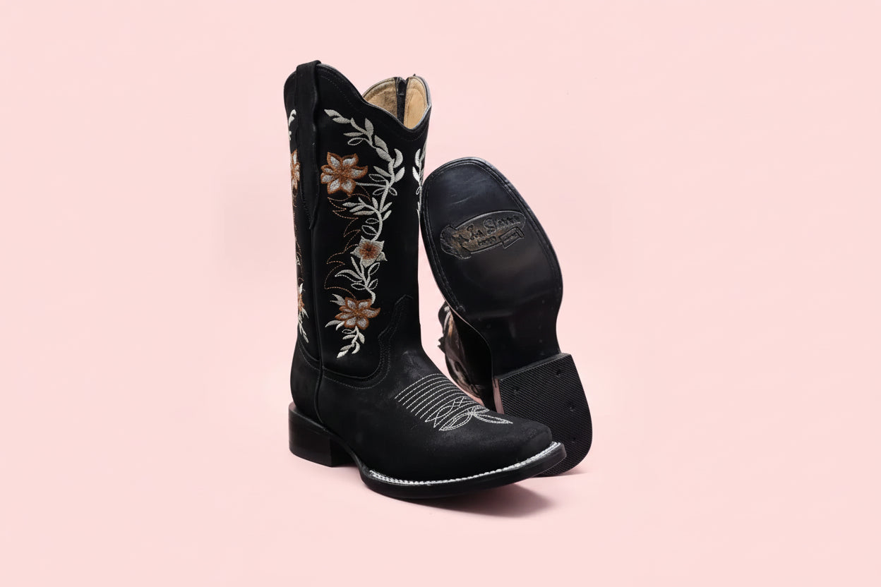 Woman’s Boot La Sierra Flower ZIPPER BLACK