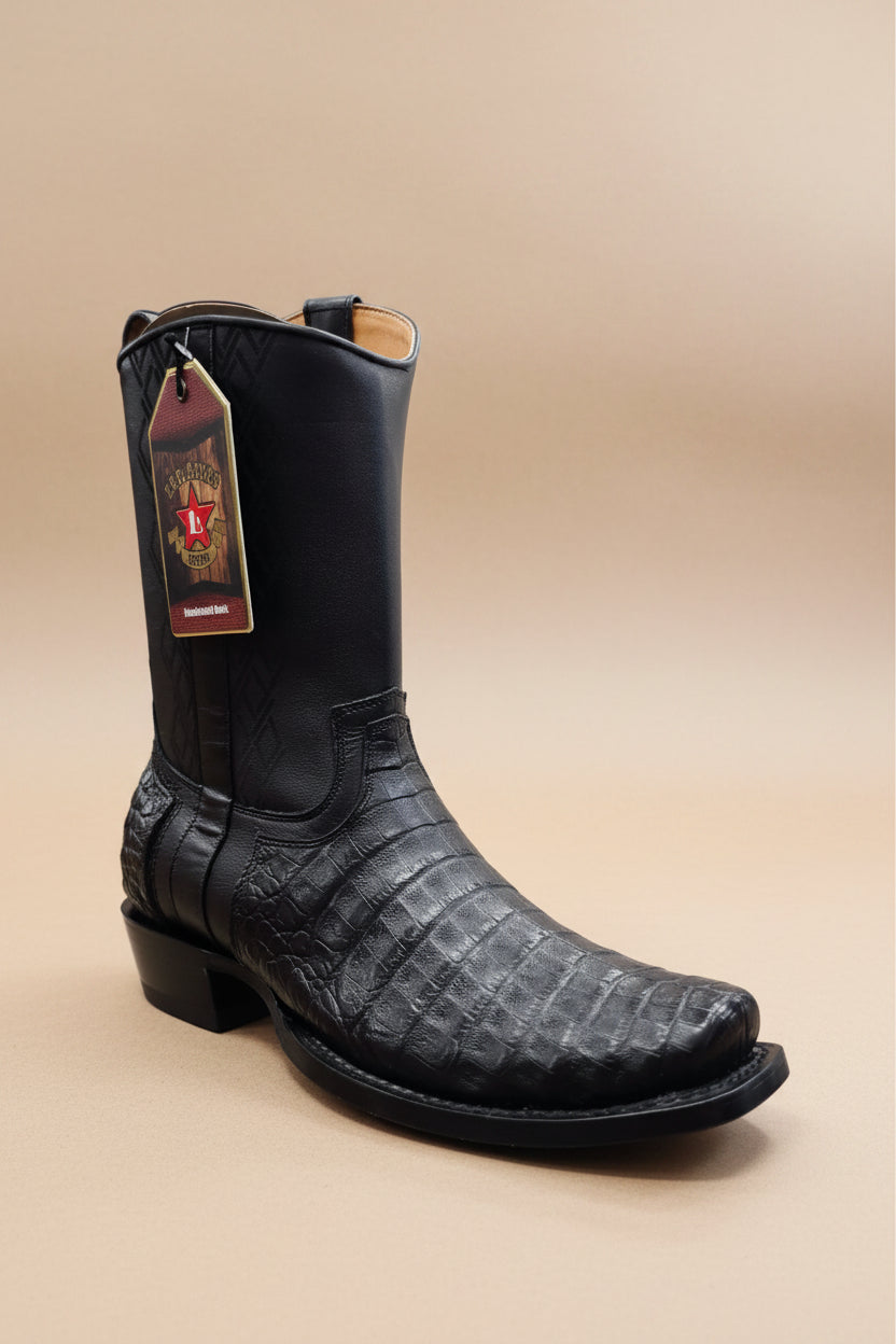 Los Altos Cayman belly Black Cutter Toe Boot