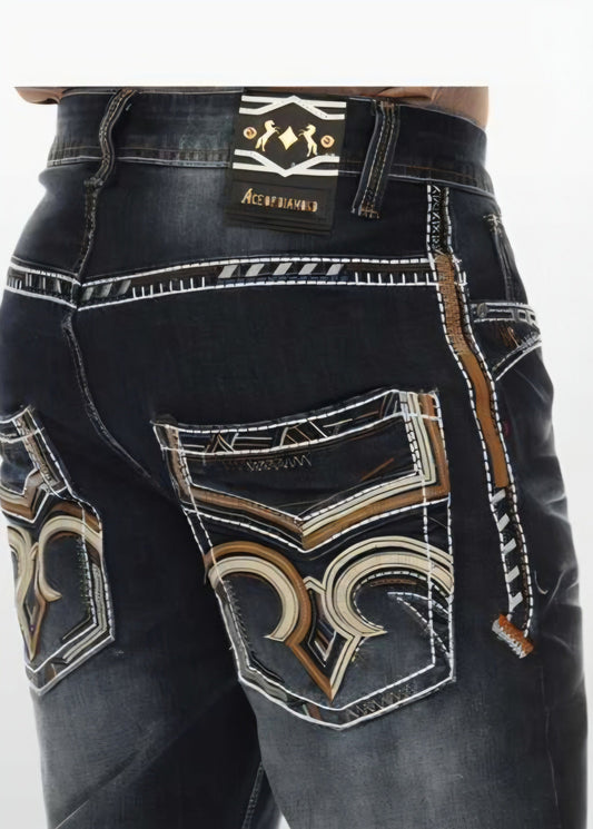 Ace of Diamond Dark Blue/ Brown Stitching