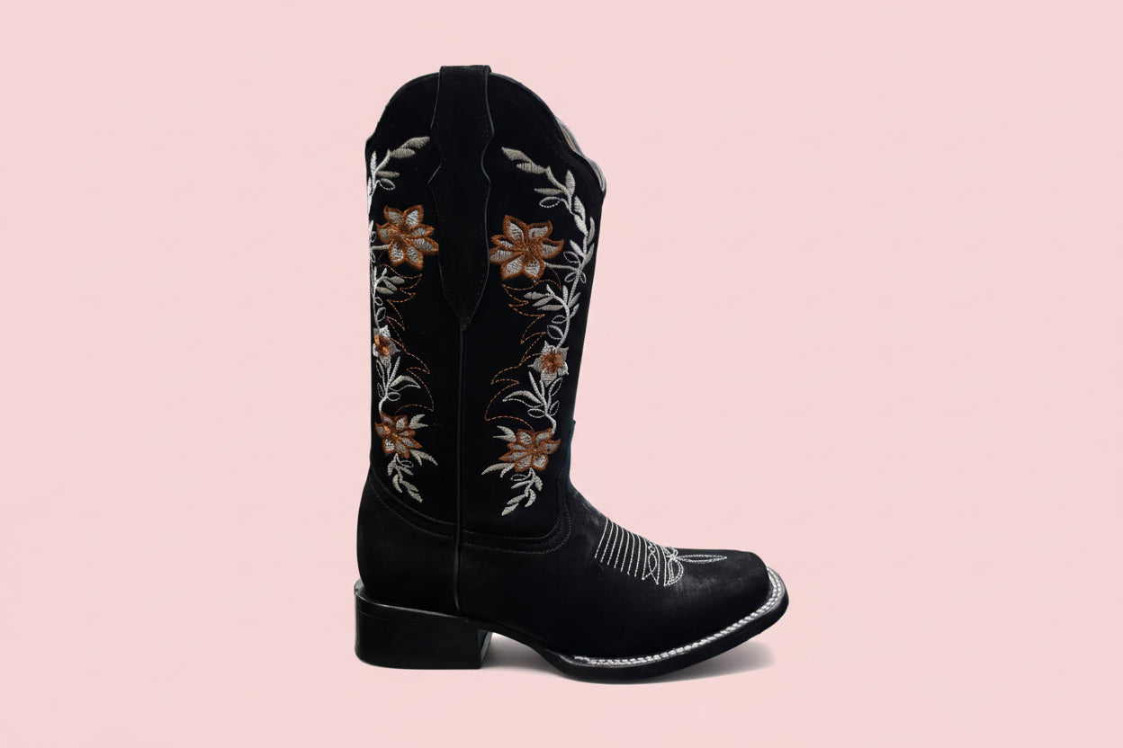 Woman’s Boot La Sierra Flower ZIPPER BLACK