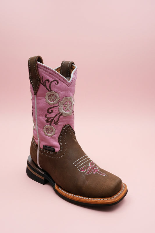 Kids Boot Pink Flower